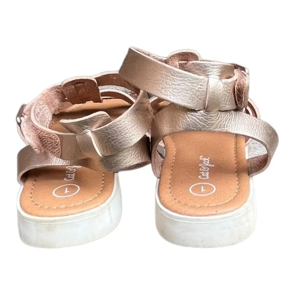 Cat &‎ Jack Girls Champagne Gold Pink Sandals Shoes 1M EUC
